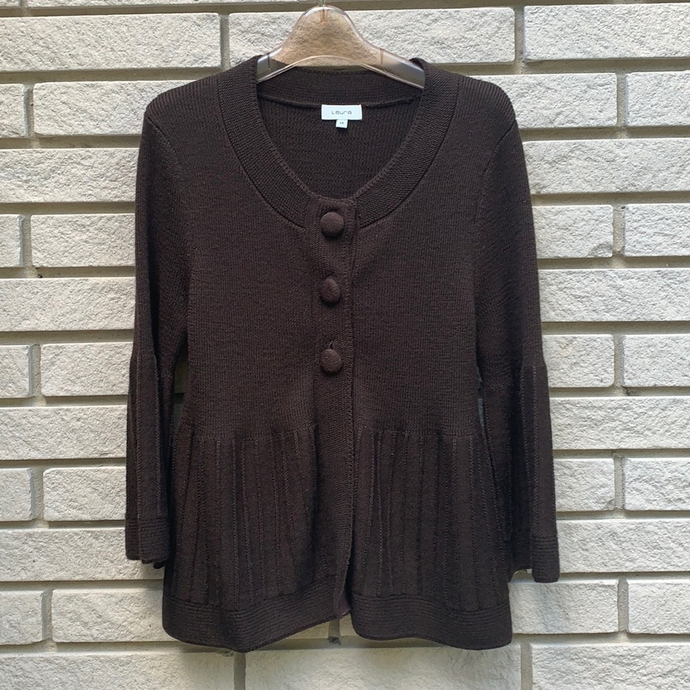 Laura Knit Cardigan Brown Size Medium